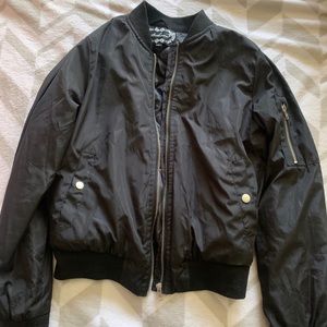 Black puffy bomber jacket